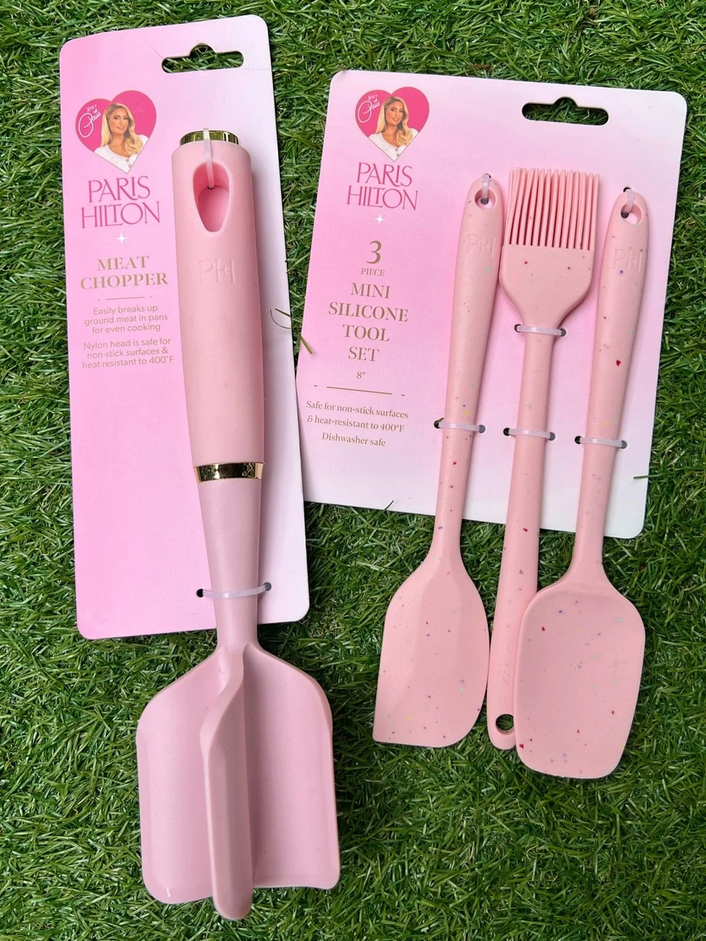 Paris Hilton Pink 3pc mini silicone tool set & Meat Chopper